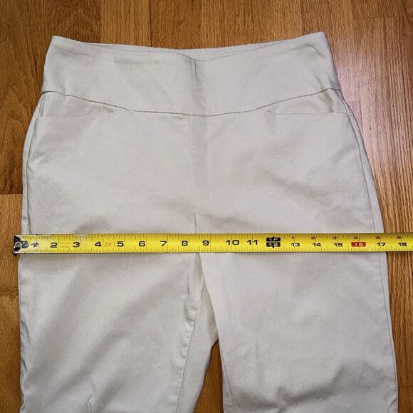 J. McLaughlin Women's Pull On Ankle Pants Split Sides Beige Sz 4 Preppy Classic - Picture 6 of 16